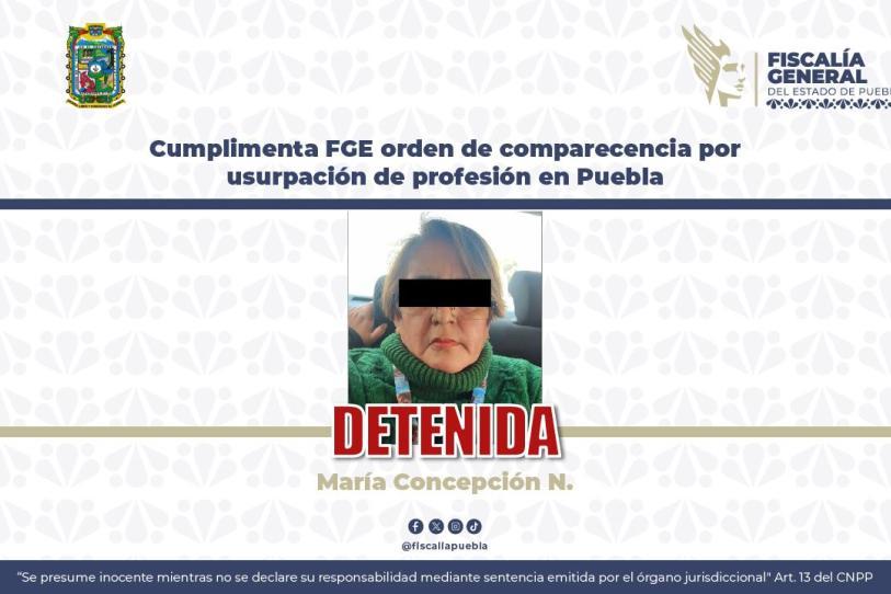 Detienen a empleada del gobierno de Puebla por presunta usurpación de profesión