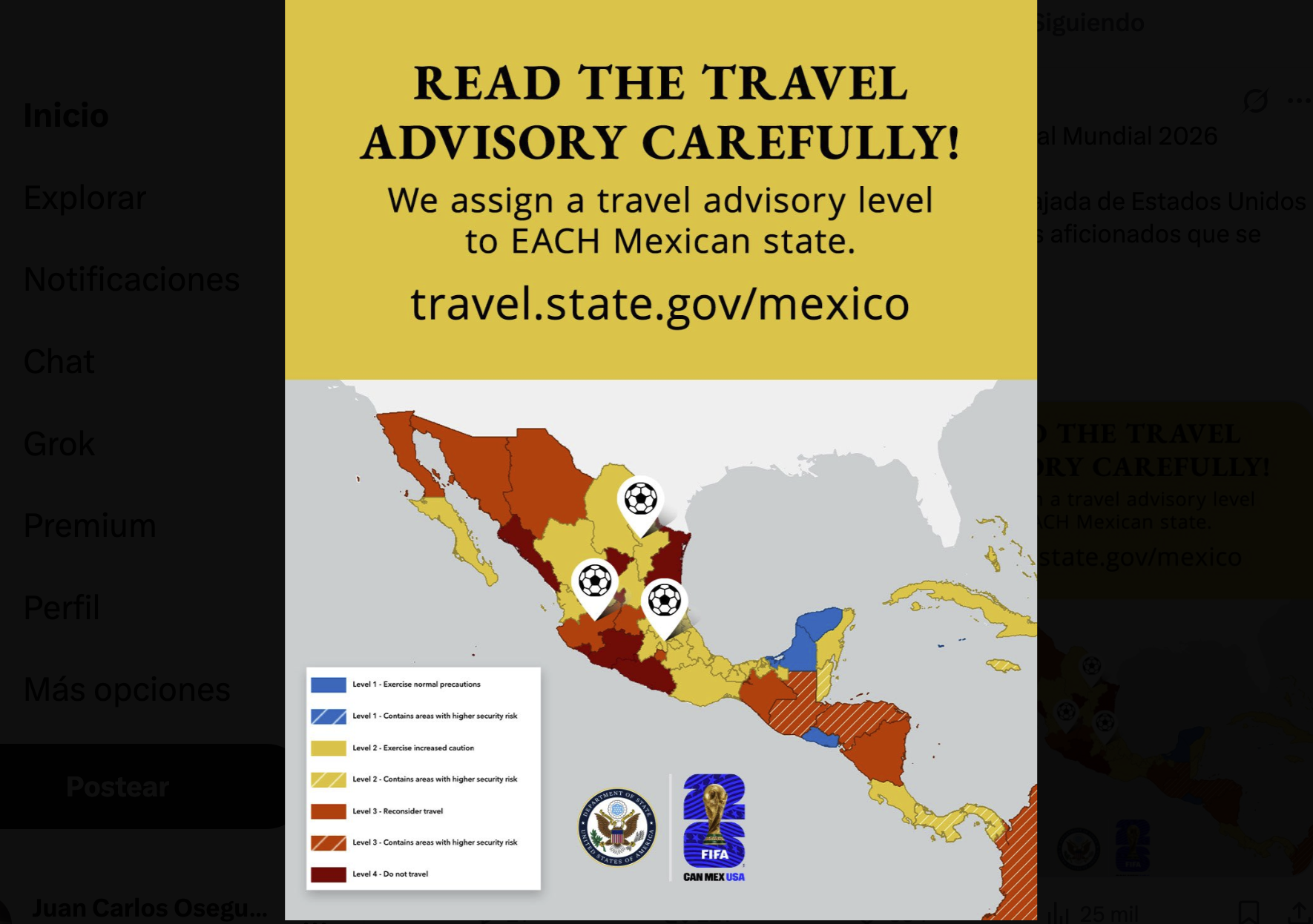 Alerta máxima de EU por violencia y secuestros en México a días del Mundial: ¿qué estados evitar?