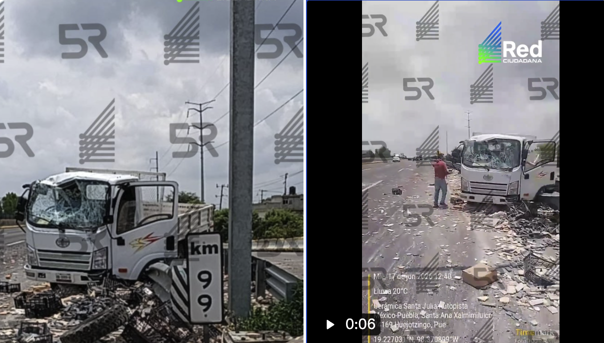 Segundo choque en la autopista México-Puebla en menos de 24 horas: camión de carga deja un lesionado en Texmelucan