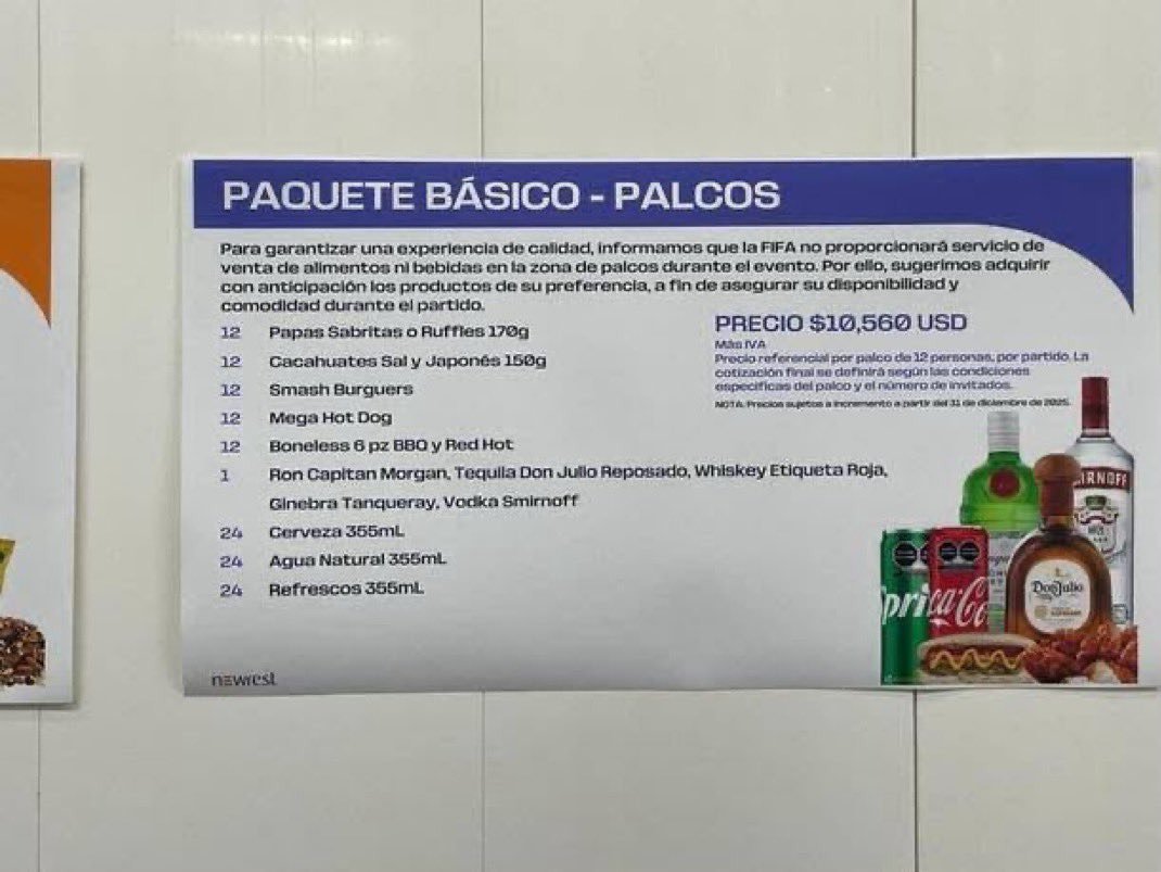 El exorbitante costo de comer en un palco del Estadio CDMX durante el Mundial 2026