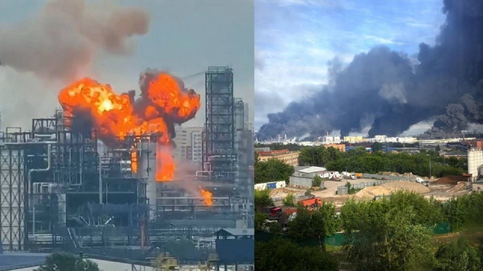 VIDEO: Rusia intenta detener bombardeo con dron y termina incendiando su refinería