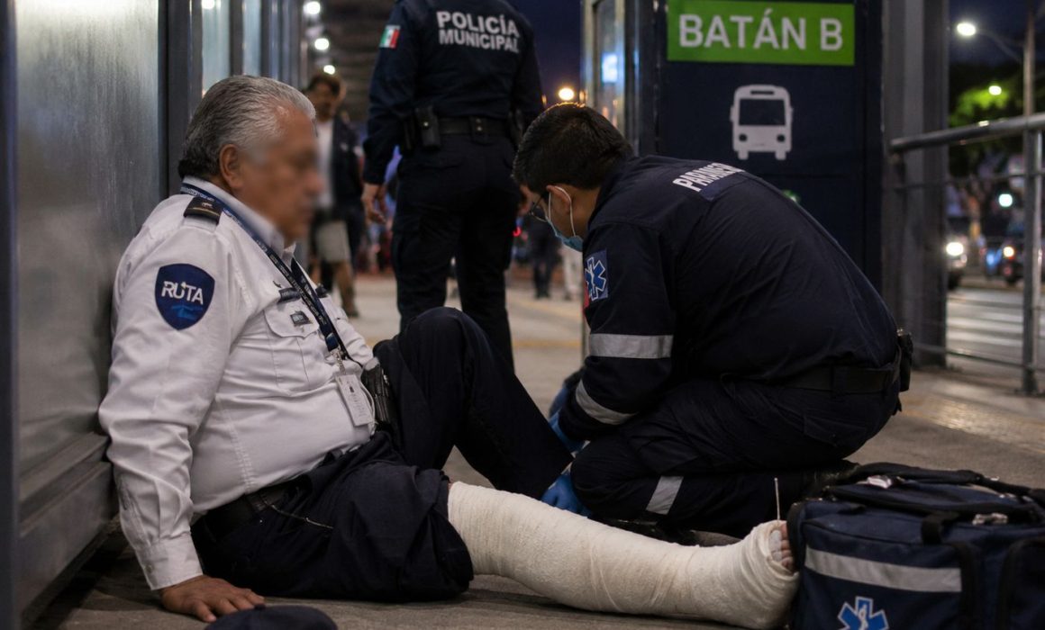Indignación en Puebla: asaltan a guardia de RUTA de la tercera edad y le fracturan una pierna durante el ataque